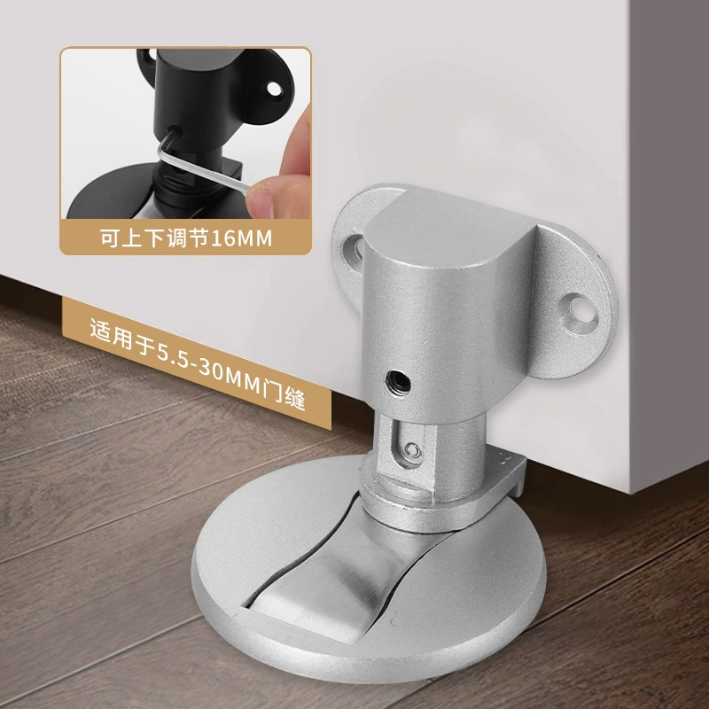 Оптовый регулируемый напольный дверной стопор с мощным магнитом, защита от ударов, без сверления, для домашнего использования, бесшумный, регулируемый дверной стопор без сверления.