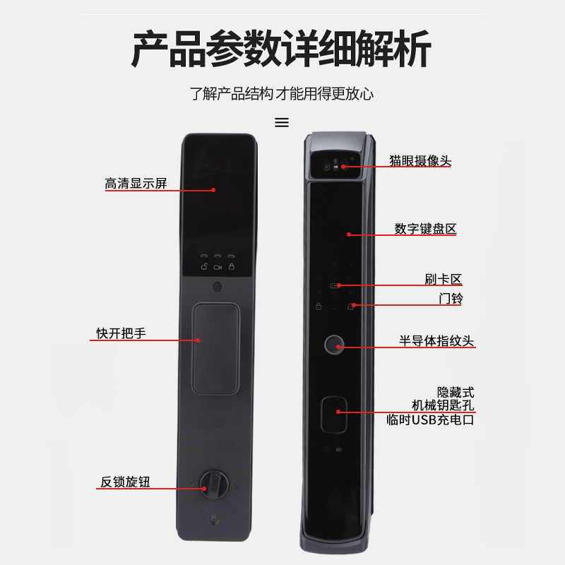 Reconocimiento facial 3D cerradura inteligente automática cerradura de puerta antirrobo doméstica cerradura de contraseña ojo de gato cerradura de huellas dactilares al por mayor