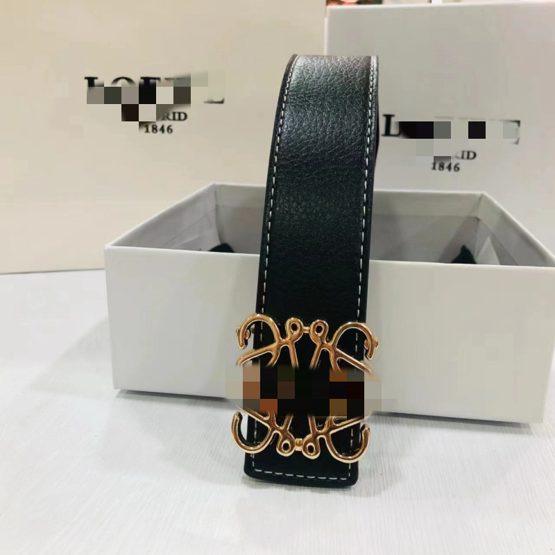 罗家L字母皮带平纹荔枝纹4.0男女同款腰带百搭休闲牛仔裤带高品质|undefined