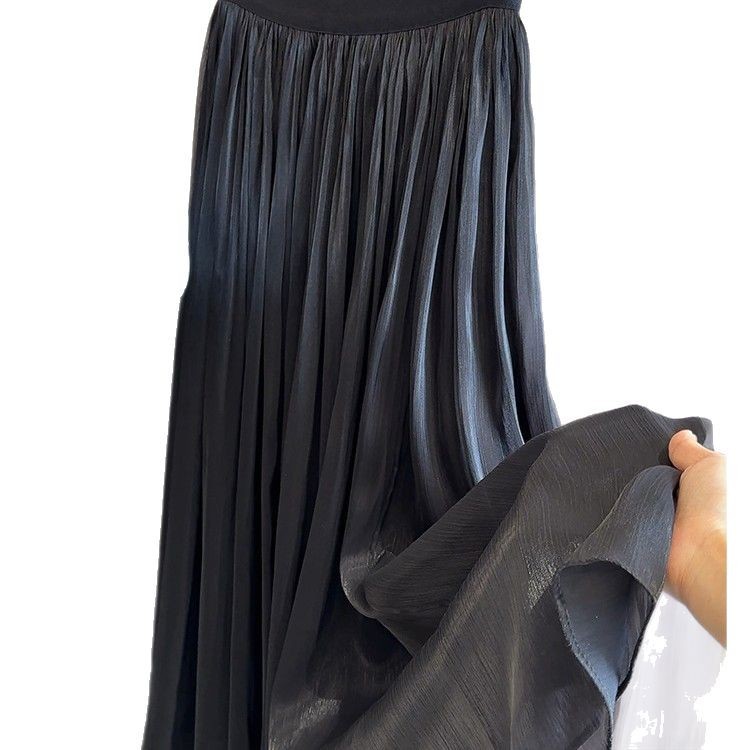 Silky Soft Ice Silk Slimming Midi Skirt for Women Elegant Flowing Gauze Long Fairy Skirt Cool Refreshing Summer Style_ecoleips.com