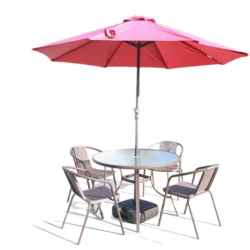 Mesa y silla al aire libre con paraguas combinación patio al aire libre jardín mesas y sillas tres piezas set casero ocio al aire libre balcón tabla plegable image 5