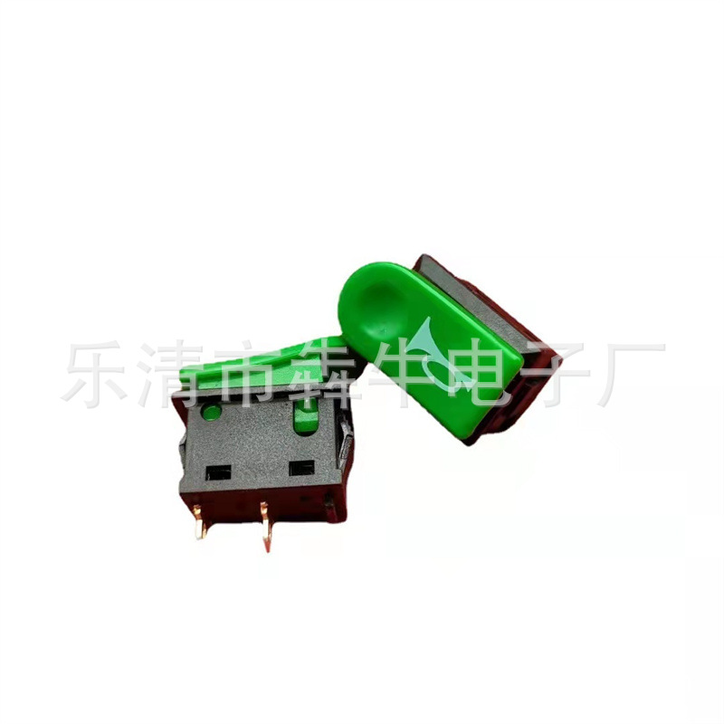 喇叭绿色翘板开关KCD11两脚二档10*15白色全黑红色小开关铁脚