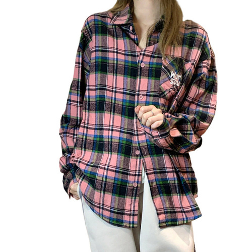 American Retro Sweet Cool Polka Dot Long Sleeve Shirt for Women Autumn Design Sense Minority Loose Shirt Outerwear