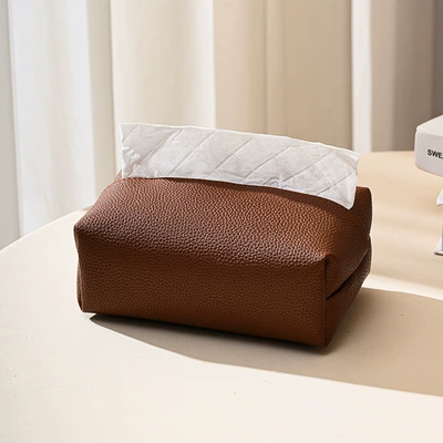 Light luxury small lychee pattern tissue Car tissue box/set - caramel-brown