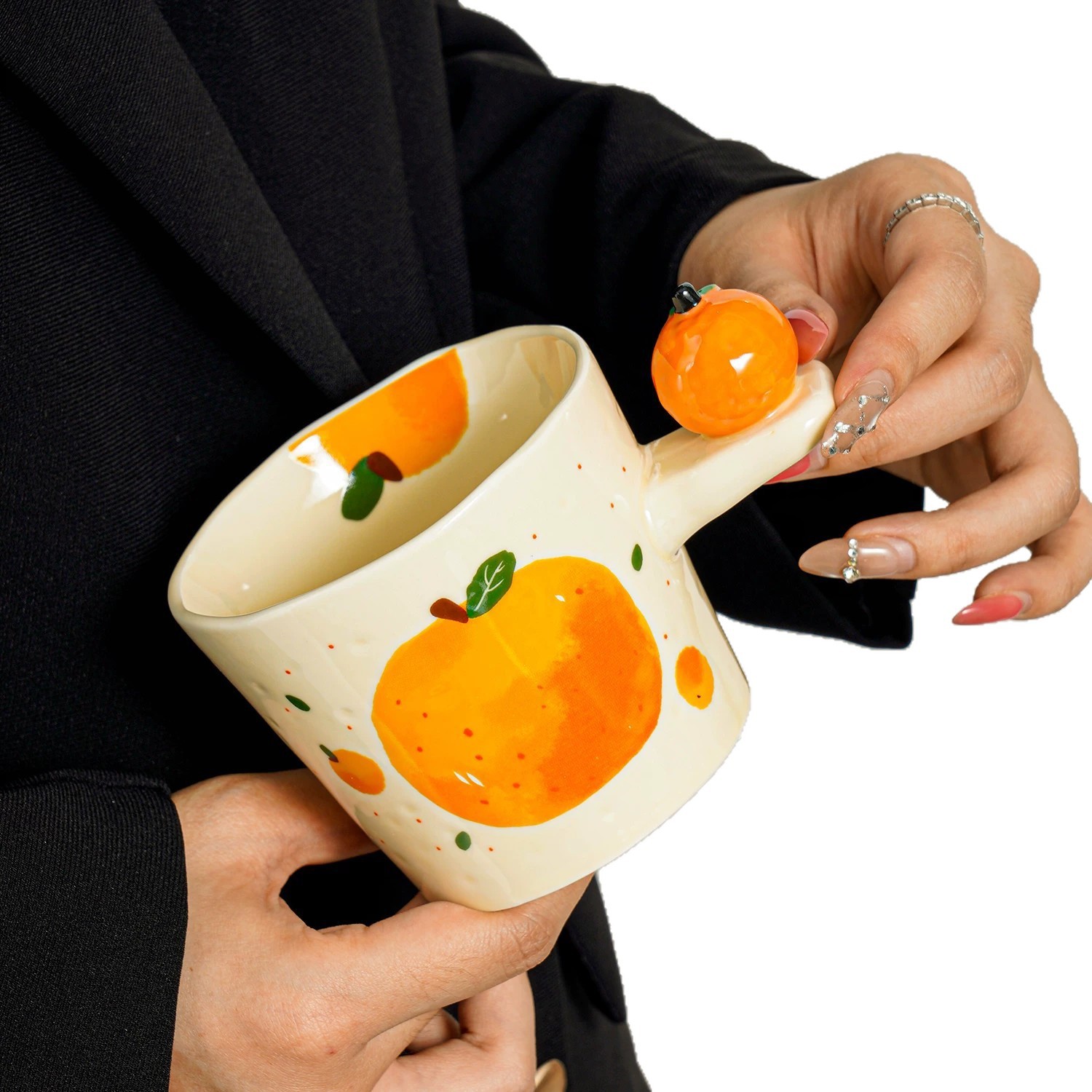 Taza naranja de alto valor de diseño taza de cerámica de nicho creativa taza de agua doméstica de mujer taza de café de oficina