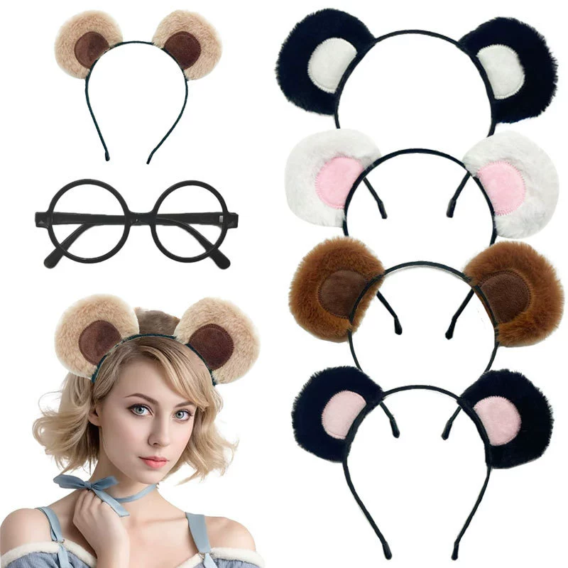 Корейские милые аксессуары для волос для женщин, милая плюшевая повязка на голову, уши красной панды, пресс для волос, повязка для мытья лица, повязка для волос, милые глазные窝