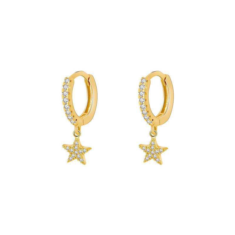 Daily Occasion Copper Material Fashion Star Copper Zircon Earrings