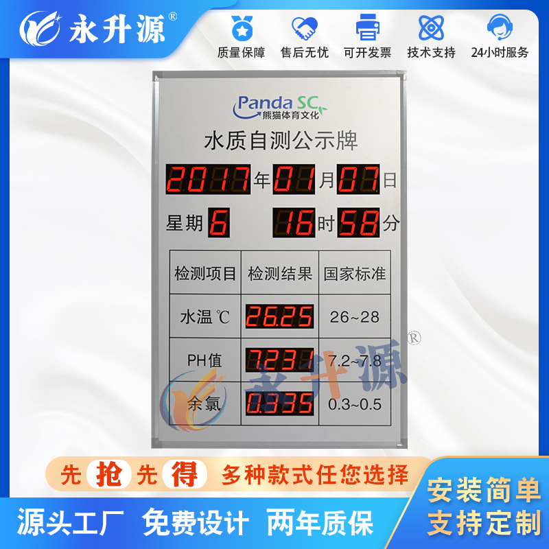 ��Ӿ��LED����ˮ�ʼ�⹫ʾ��PHֵ����ORPˮ�����ݲɼ������ʾ��