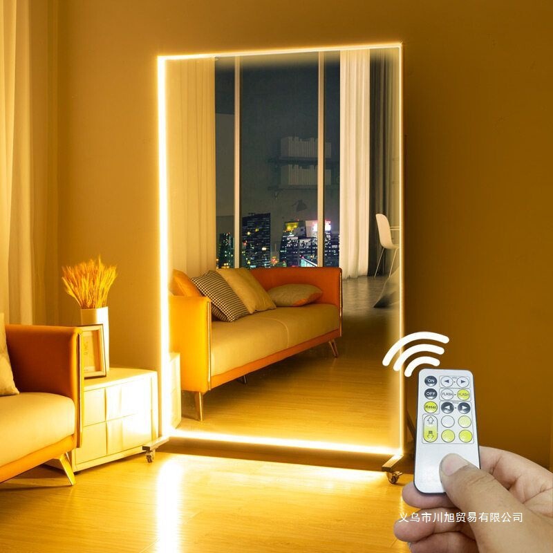 Intelligent Luminous Mobile Mirror with Wheels and Lights, Ultra-White Explosion-Proof Dance Mirror, Yoga Room Gym Mirror, Dance Practice Mirror