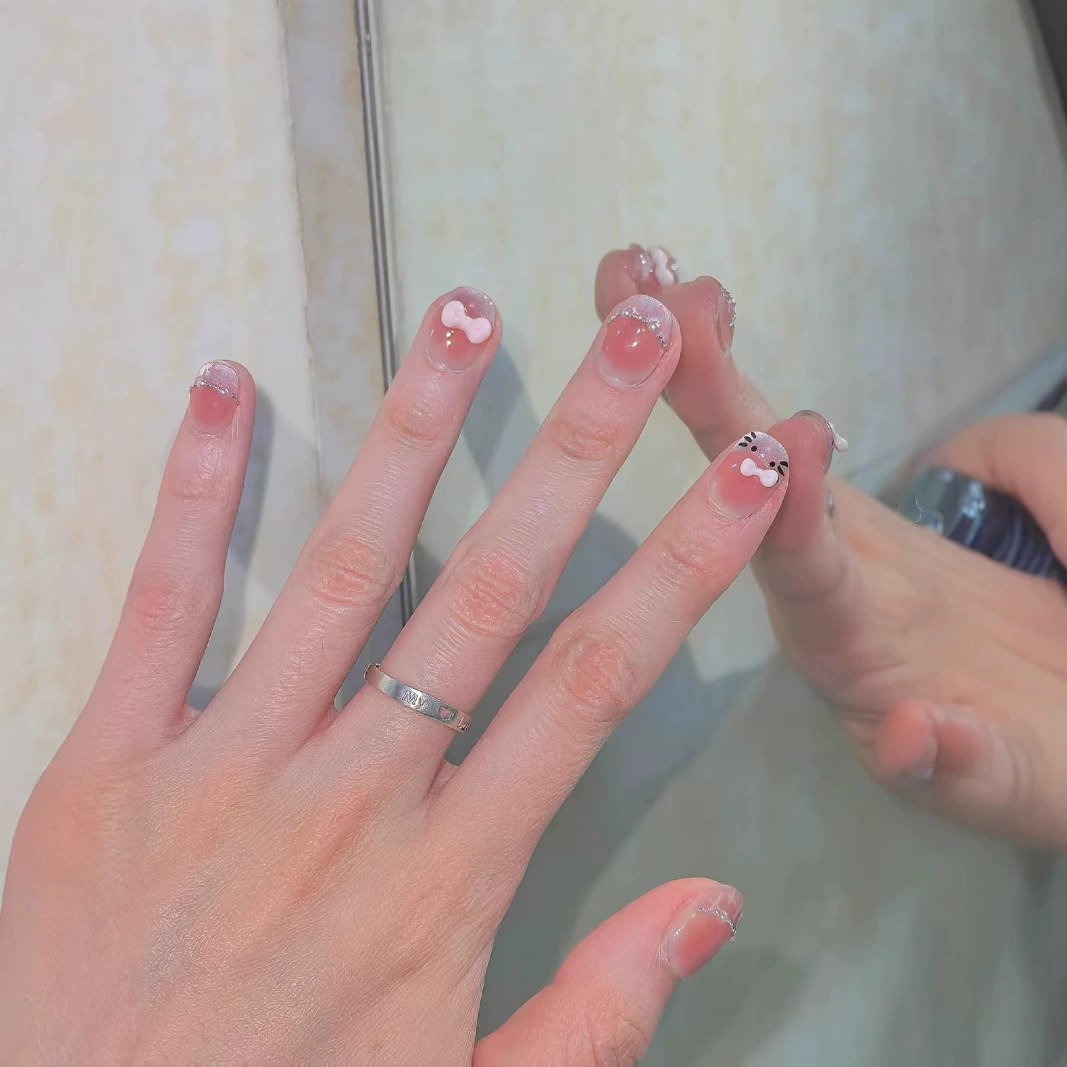 Весной и летом появятся новые наклейки для дизайна ногтей Meow Peach kt Xiaoxiang, нежные сверкающие румяна «кошачий глаз», ручная роспись, носимые наклейки для дизайна ногтей ручной работы