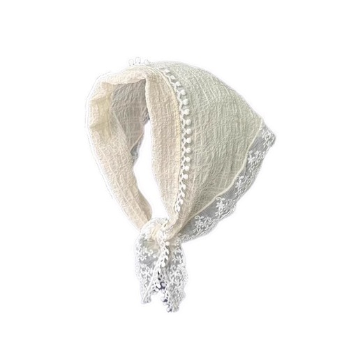 French pastoral style lace triangle scarf summer sun protection thin breathable headscarf headband fashion versatile ribbon scarf
