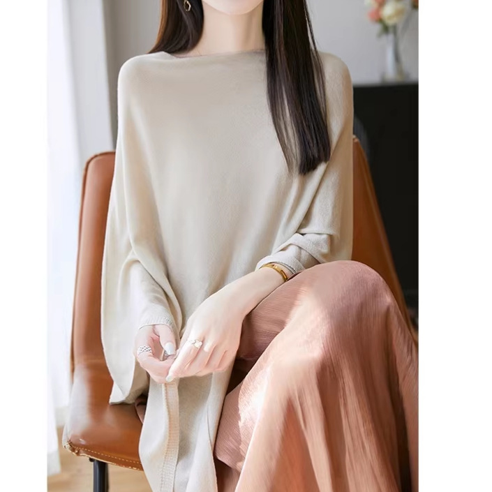One-Shoulder Sun-Protective Cape Shawl with Irregular Design, Stylish Loose and Relaxed Knit Top One-Shoulder Sun-Protective Cape Shawl with Irregular Design, Stylish Loose and Relaxed Knit Top