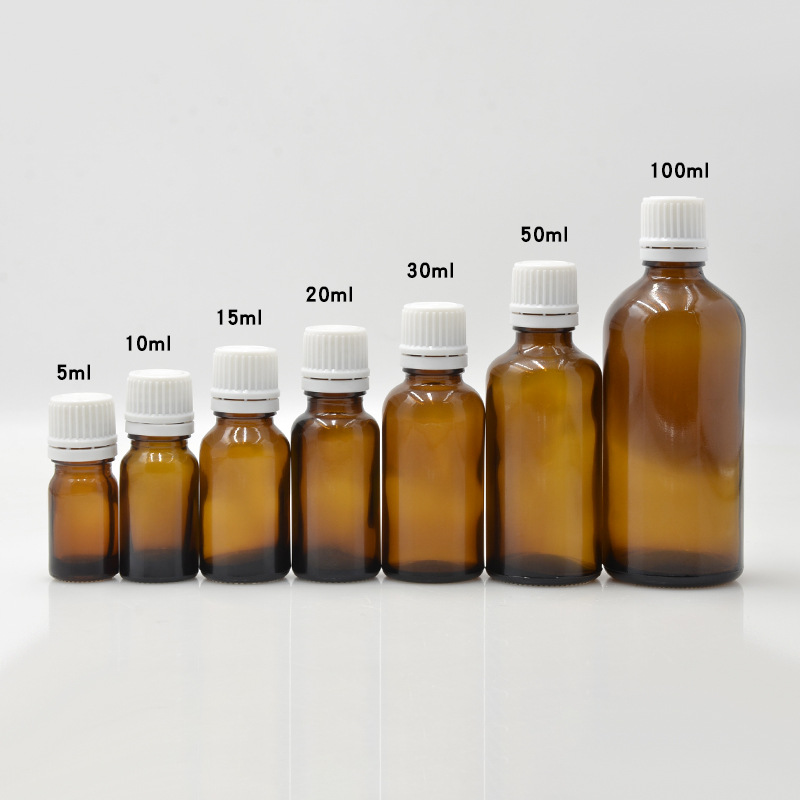Botellas de vidrio ámbar para aceites esenciales | A prueba de luz, con gotero o bola rodante, lista para usar