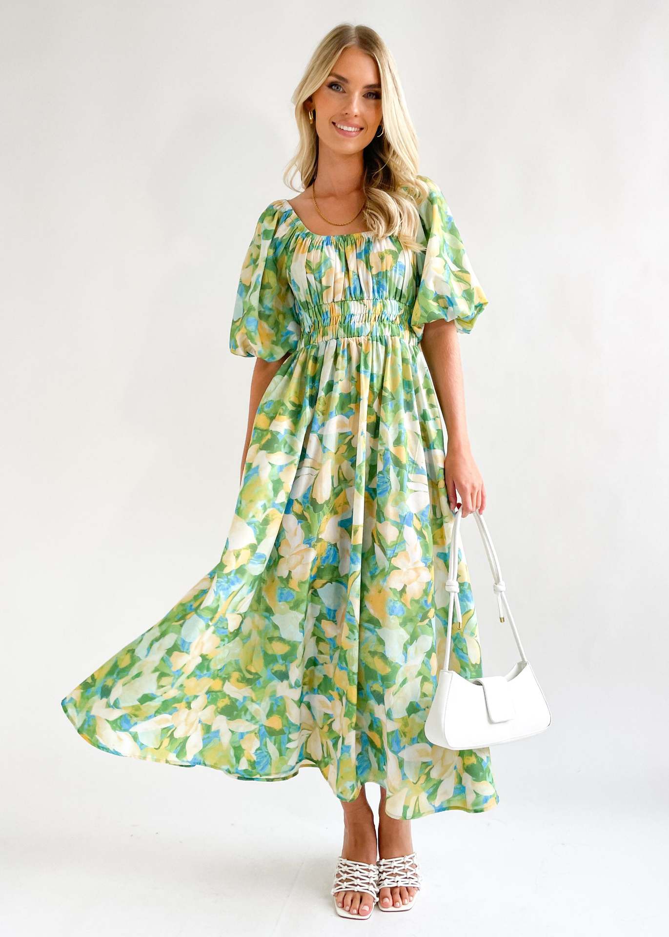 Women'S Gender Printing Design Vacation Style Wholesale Women'S Vacation Printing Flower Holiday Daily Square Neck Short Sleeve Regular Dress