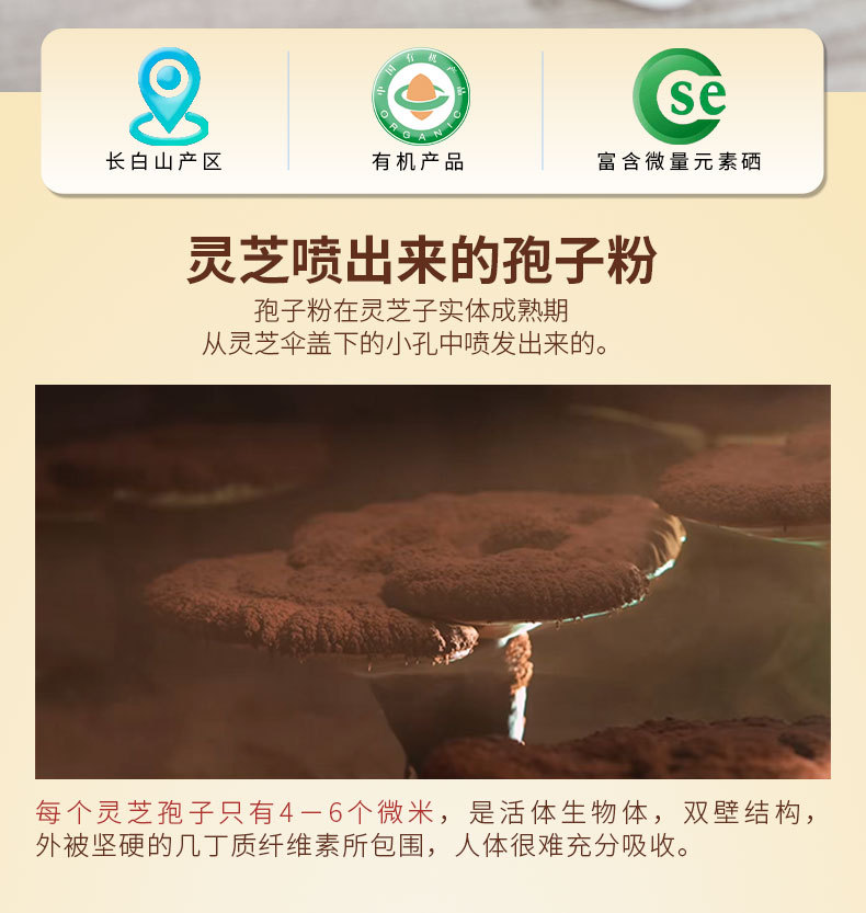 Organic Changbai Mountain Reishi Mushroom Spore Powder Gift Box 250g Lingzhi Spore Powder for Wellness overview