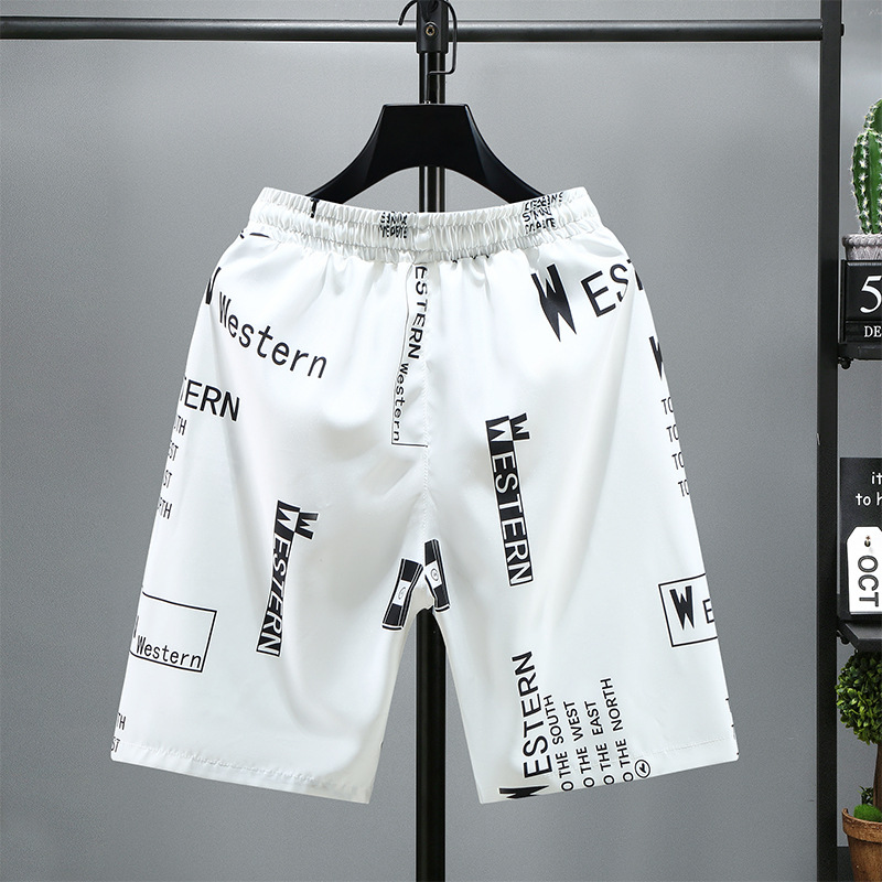 Short d'été en soie glacée pour hommes, pantalon décontracté à séchage rapide, Capris polyvalent à la maison, vêtements d'extérieur décontractés, vêtements de plage à la mode_voghion.com