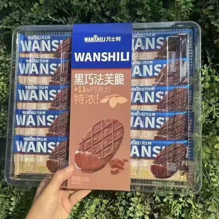 万士利法芙脆饼干 生椰拿铁黑巧黄油味薄脆饼干 办公室休闲零食|undefined