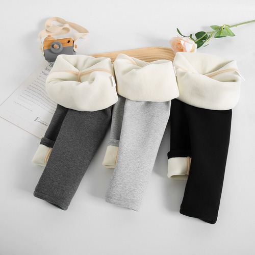 Women's and Girls' Warm Fleece Lined and Thick Winter Leggings, Stylish and Versatile Children's One-piece Fleece Outerwear Pants