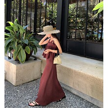 【セットアップ】感时尚套装女夏季2023新款荷叶边吊带半身长裙子度假风两件套