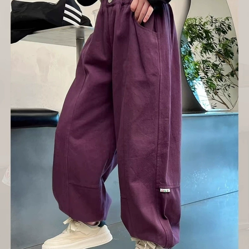 Детская одежда для девочек брюки весна и осень новый 2024 детский осенний отдых повседневные брюки свободные CUHK детские брюки