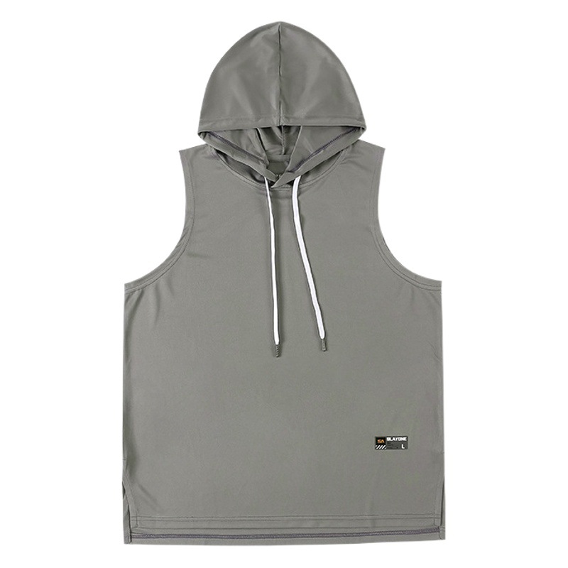 Verano con capucha Chaleco de los hombres al aire libre baloncesto deportes camiseta sin mangas ropa de fitness chaleco suelto camiseta sin mangas de los hombres