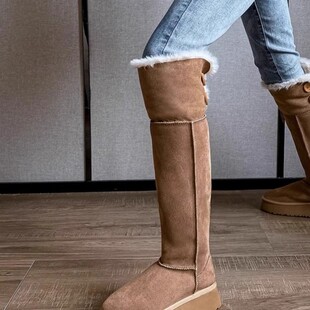 Taizhou Autumn and Winter Long Plush Thickened Warm Snow Boots Casual Thick-Soled Height-Increasing Buckle Plush Large Cotton Women's Shoes