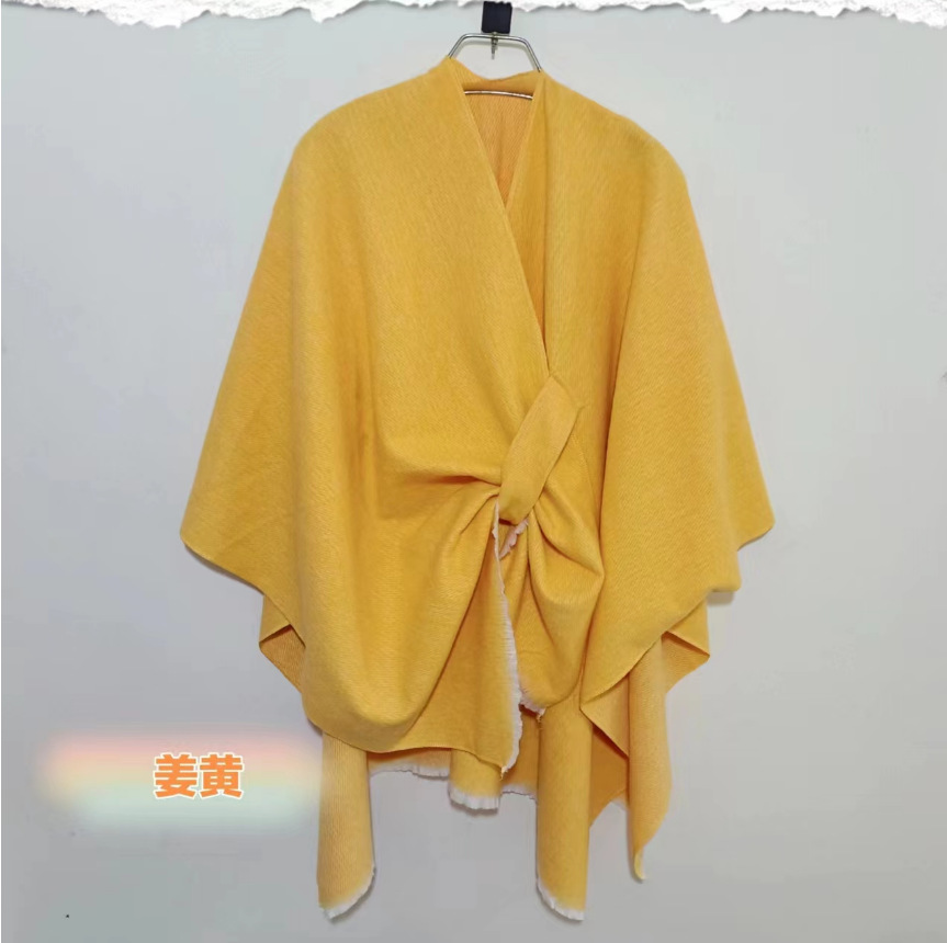 Capa de punto de imitación de cachemira de alta gama, estilo étnico, color sólido, a rayas, chal liso, capa decorativa