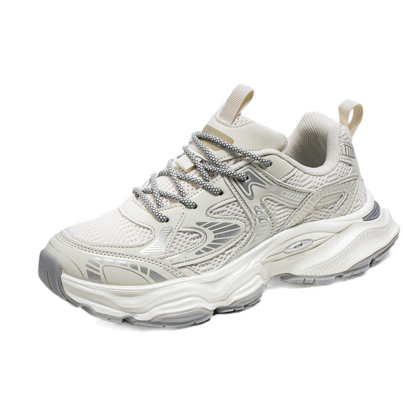 Zapatos de papá de estilo de Hong Kong, marca de moda de otoño para hombres, sensación de alta gama, zapatos deportivos de suela gruesa de todo fósforo casuales de malla para jóvenes