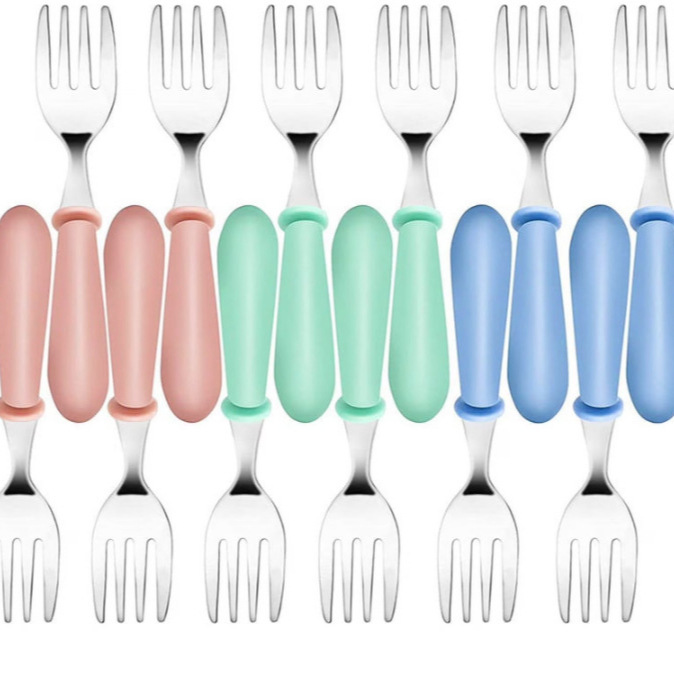 Stainless Steel Baby Food Spoon and Fork, Independent Eating Spoon and Fork, Baby Eating Training Kidsren's Tableware Set Stainless Steel Baby Food Spoon and Fork, Independent Eating Spoon and Fork, Baby Eating Training Kidsren's Tableware Set