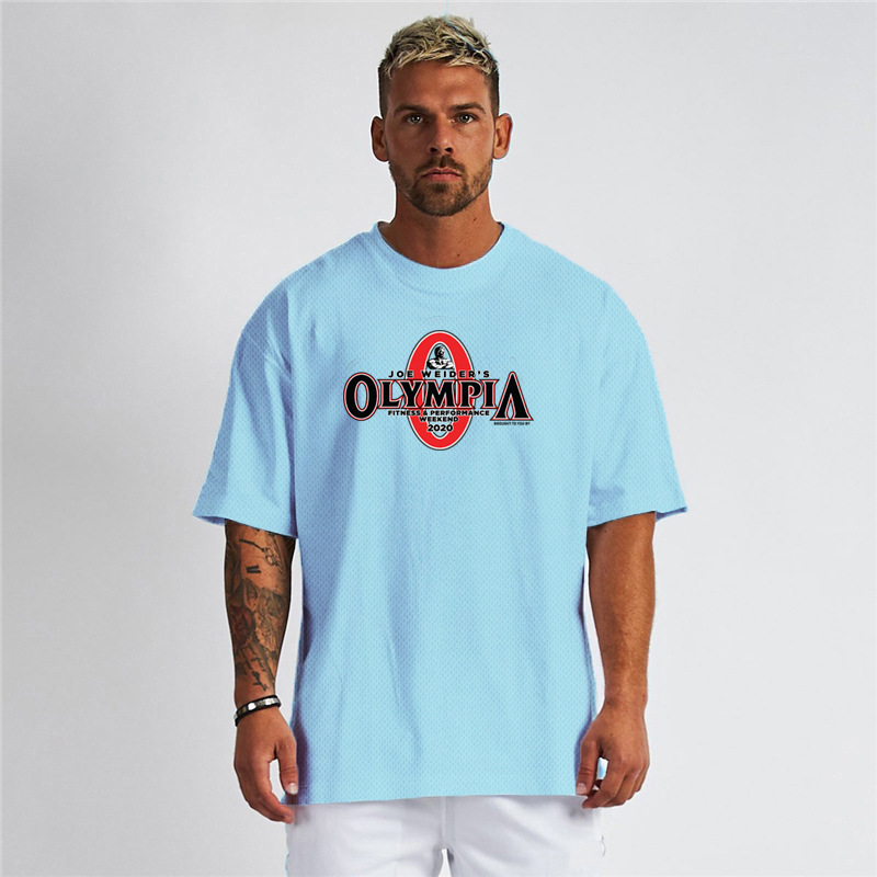 Summer Mesh Quick-drying Large Size T-shirt Men's Fitness Loose Crewneck Short Sleeve Waistcoat Breathable Muscle Half Sleeve