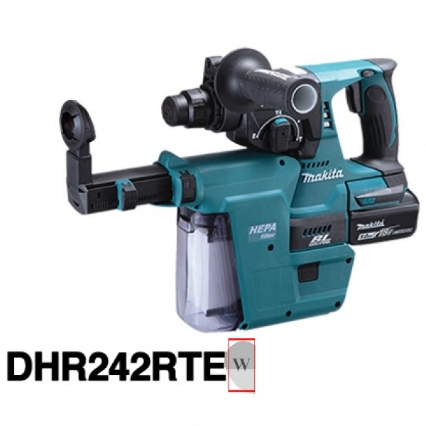 makita牧田充电式电锤DHR242RTEW 带集尘装置充电锤日本品牌锤钻