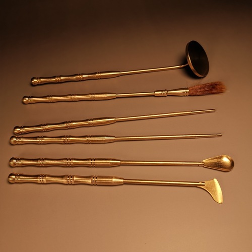 Antique incense set wholesale all-copper pagoda incense mold incense spoon incense shovel ash pressed incense seal rubbing entry incense seven-piece set