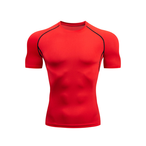 Domestic Acode Fitness Tight Abdominal Shaping Breathable Quick-Dry Training T-Shirt in Multicolor Short Sleeve