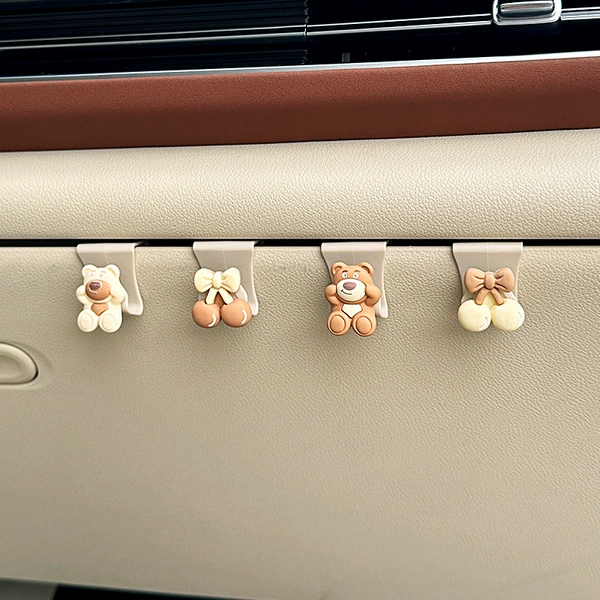 Twisted Face Bear + Cherry Rice Glove Box Hook 4 Pack
