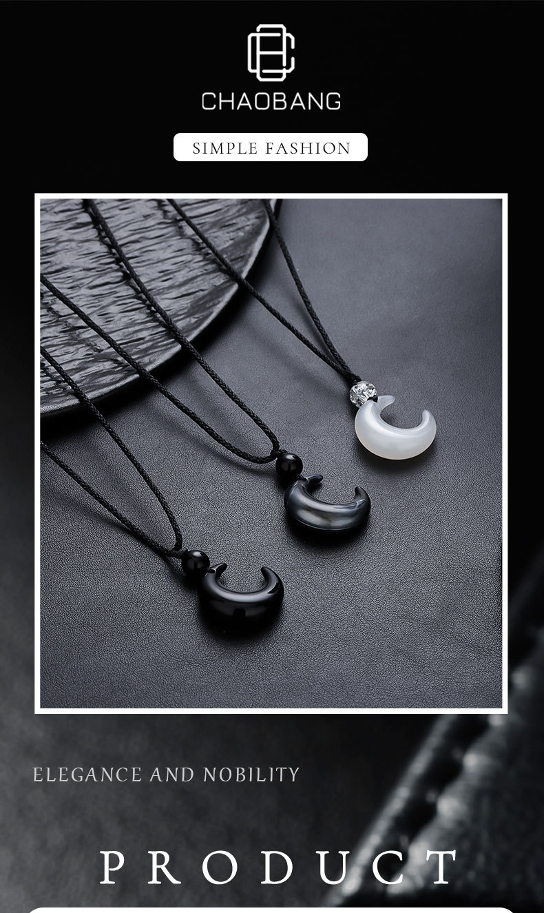 7g Weight Resin Pendant Material Pendant Necklace Classification rope Chain Material Retro Simple Style Moon Resin Unisex Pendant Necklace Men Pendant Necklaces