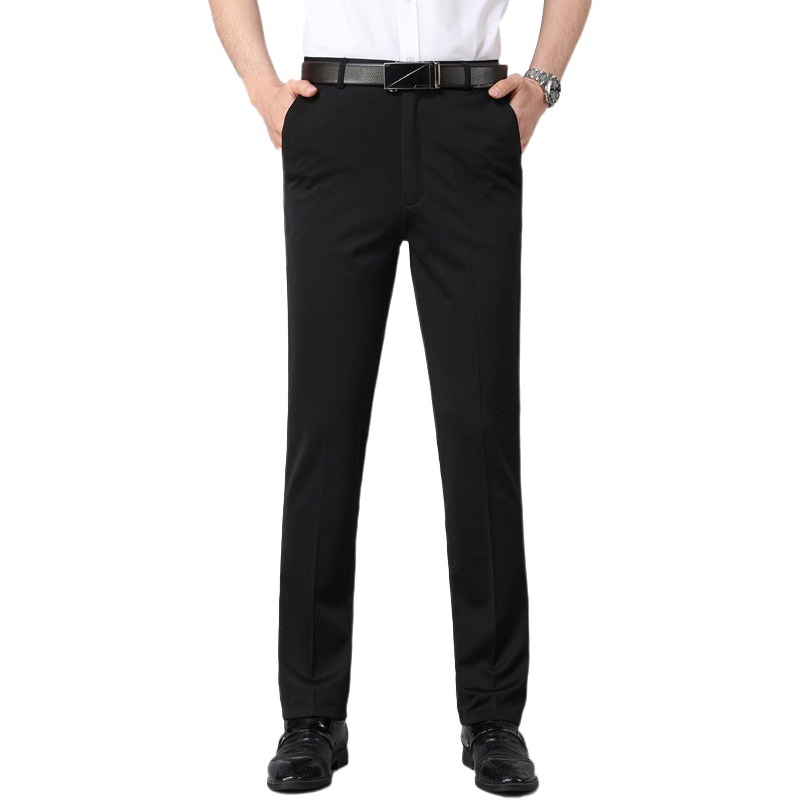 Pantalones de traje de negocios pantalones casuales para hombres primavera y verano Pantalones delgados de seda de hielo pantalones de hombre de mediana edad sueltos pantalones de traje recto hombres