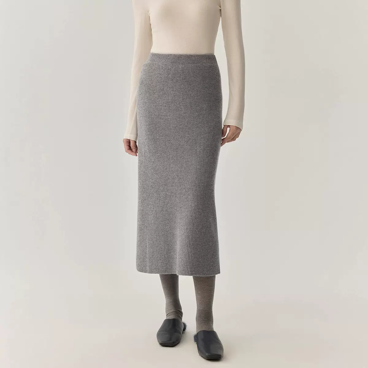 2025秋季绵羊毛高腰针织半身裙女中长款显瘦直筒裙子批发