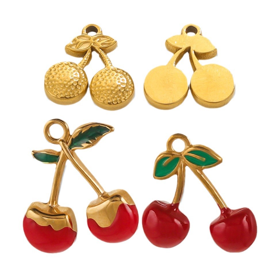 DIY hecha a mano pendientes collar colgante estereoscópico temperamento goteo de aceite cereza moda colgante material accesorios