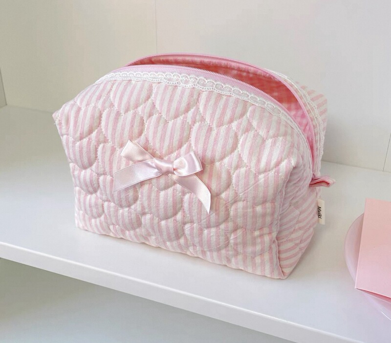 新型キルティングins風かわいい少女ジッパー化粧品収納バッグ旅行には大疆収納が必要だ|undefined