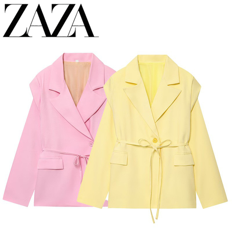 Zaza Self-Made European and American Style Wholesale Women's Clothing, Fashionable and Versatile, Wide Shoulder Strap Belt Silhouette Blazer Zaza Self-Made European and American Style Wholesale Women's Clothing, Fashionable and Versatile, Wide Shoulder Strap Belt Silhouette Blazer