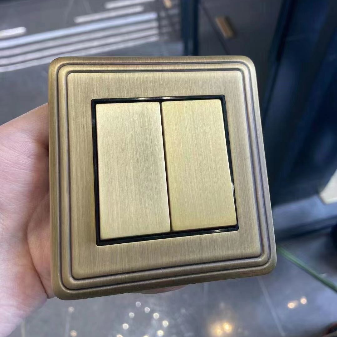 86型出口英式高端家装别墅新中式欧式暗装复古全铜面板开关插座