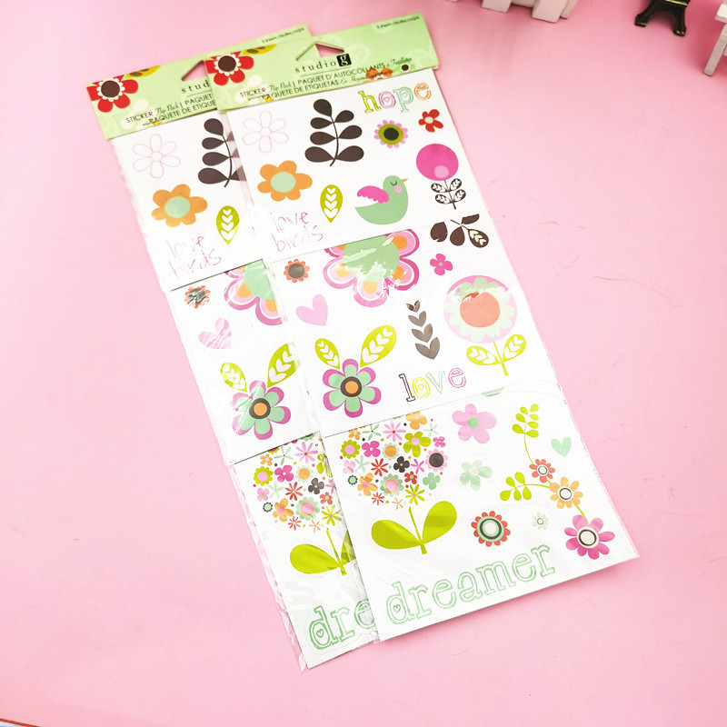 定制牛皮纸标签卡通图案套装不干胶纸金属贴纸牛皮纸墙贴