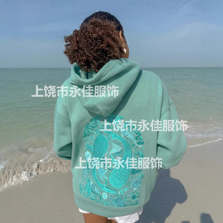 Cross-Border Foreign Trade Amazon Drop Shoulder Sleeves Plus Velvet Long Sleeve Hooded Pullover Sports Casual Printed Sweatshirt Top Cross-Border Foreign Trade Amazon Drop Shoulder Sleeves Plus Velvet Long Sleeve Hooded Pullover Sports Casual Printed Sweatshirt Top