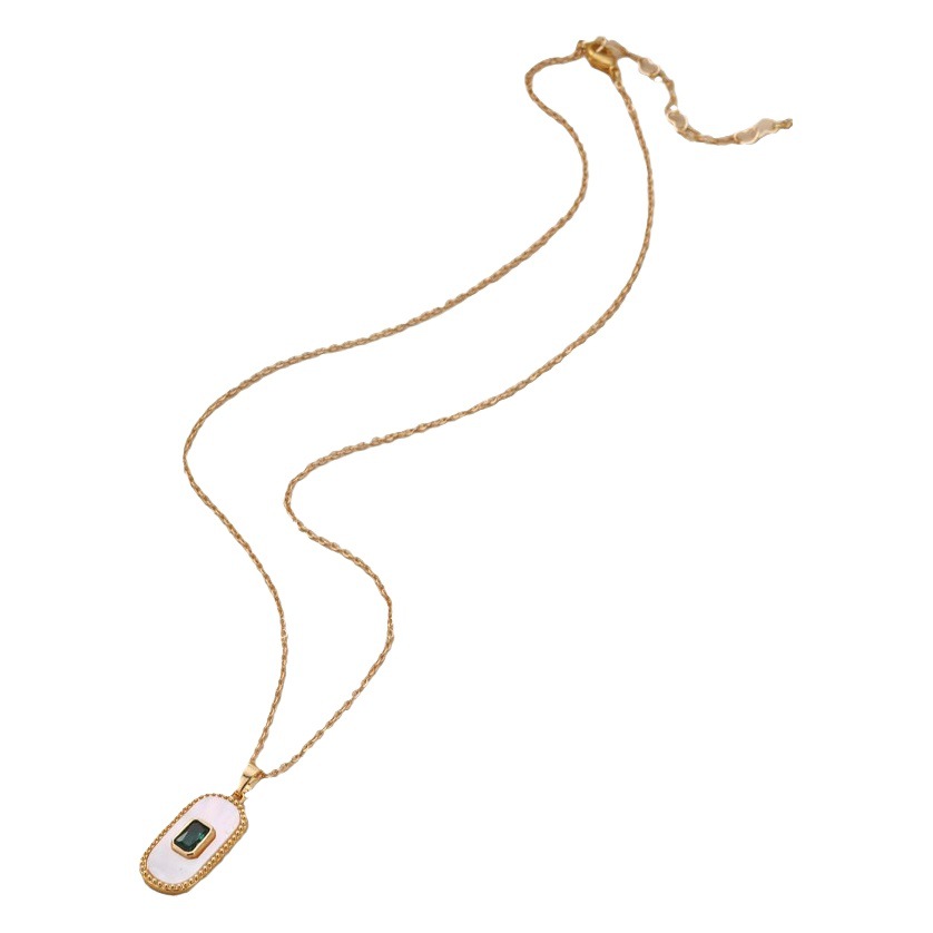 Retro oval ZIRCON chapado en oro collar ins personalidad simple avanzada clavícula cadena moda temperamento Collar para las mujeres