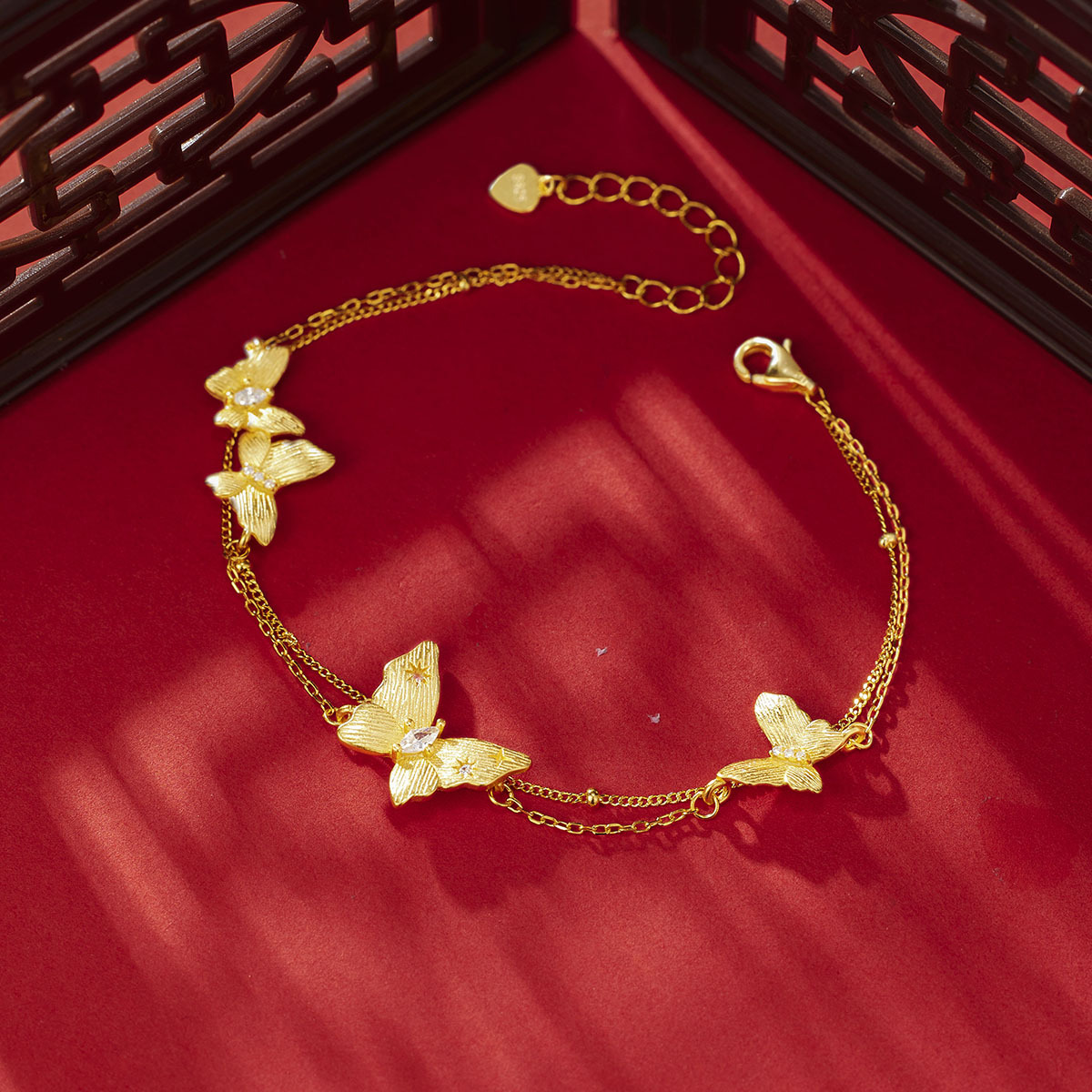 Fashionable Double-Layer Brushed Bracelet S925 Sterling Silver New Summer Zirconia Sparkling Butterfly Women's Jewelry_voghion.com