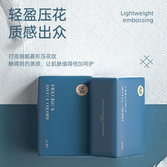 植護簡約藍菱形格子壓花24包餐紙面巾抽取式家用擦手紙一件代發