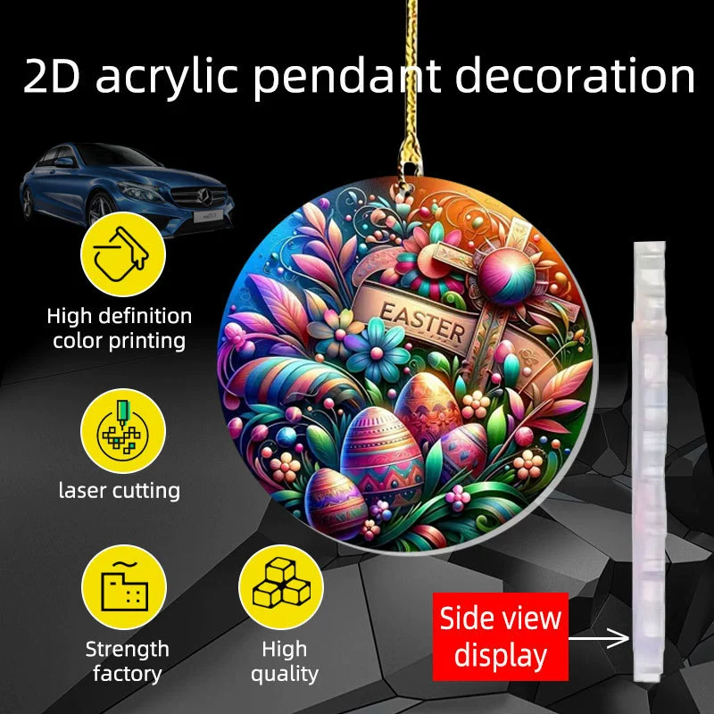 2D акриловый Пасхальный кулон Пасха Amazon горячий продавать плоский автомобиль висит Творческий рюкзак брелок украшения