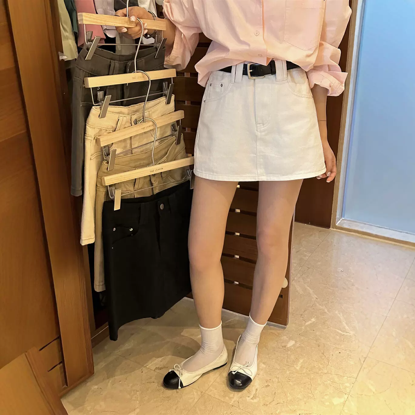 THE LIMON柠檬绿茶高腰显瘦防走光A字半身裙女包臀牛仔短裙无腰带