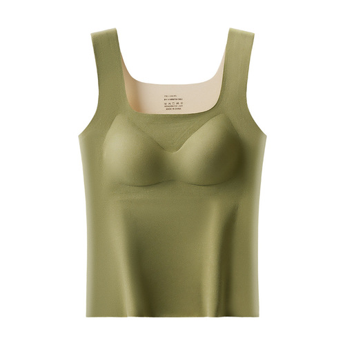 Traceless Square Collar Fleece Warm Innerwear for Women with Bra Pads, No Bra Required, Padded and Thick Heating Backless Top for Autumn and Winter