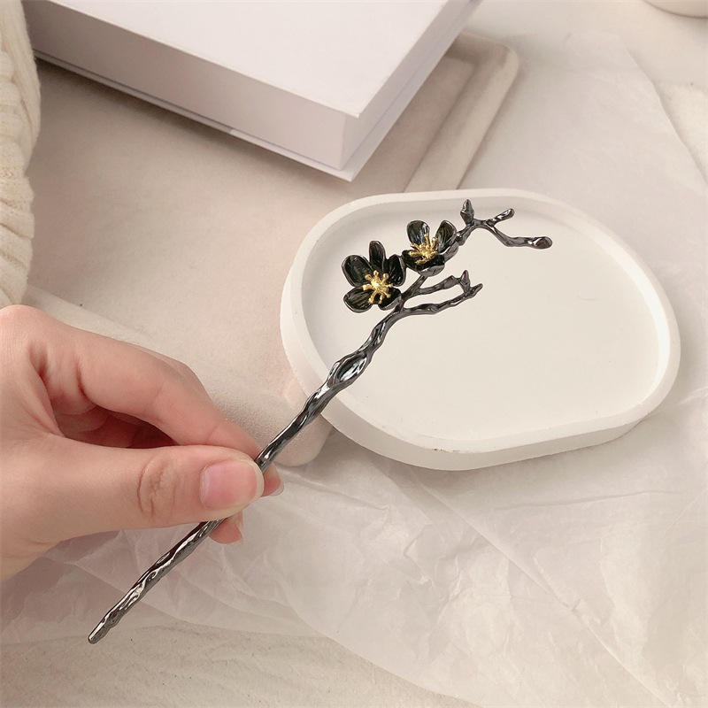 Nuevo estilo chino para el cabello para mujeres pinzas de cabello de ciruela metálicas pinzas de cabello de alta sensibilidad pinzas de cabello de nicho simple pinzas de cabello joyas de estilo antiguo